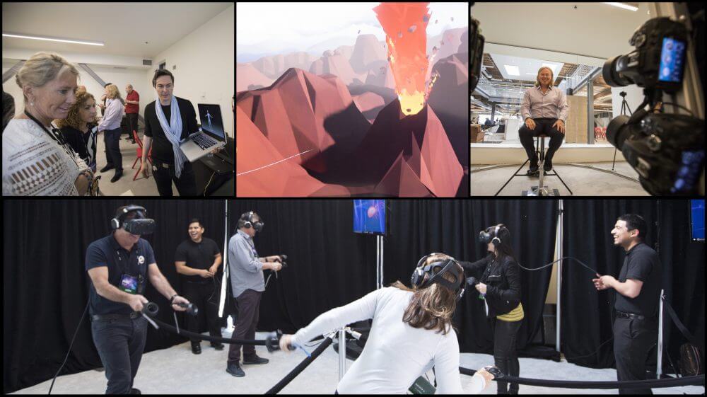 Attendees  experience the immersive affects of virtual and augmented realities.